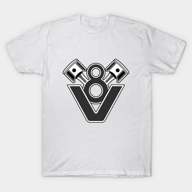 V8 Engine Piston Design T-Shirt by DavidSpeedDesign